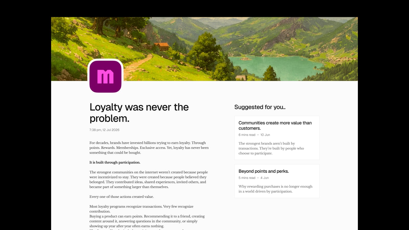 A Moxie loyalty web page headlined 'Loyalty was never the problem'